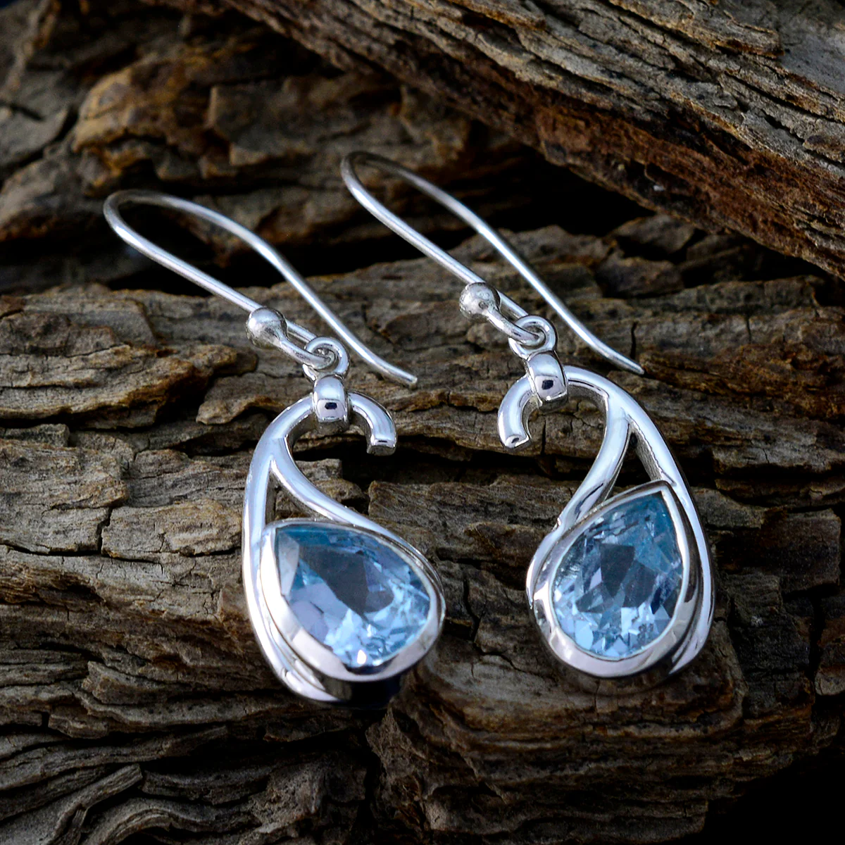 Blue topaz Latin American Teresa Solitaire Dangle Blue 925 Sterling Silver Earring - Image 3