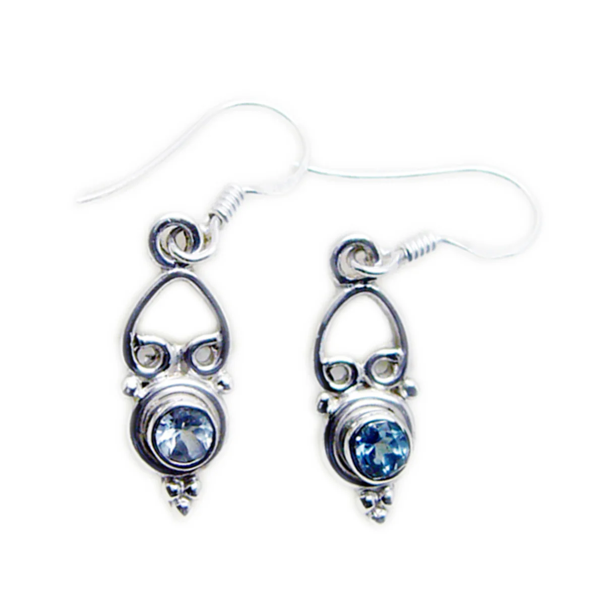 Blue Topaz Middle Eastern Carla multiple Dangle Blue 925 Silver Earring
