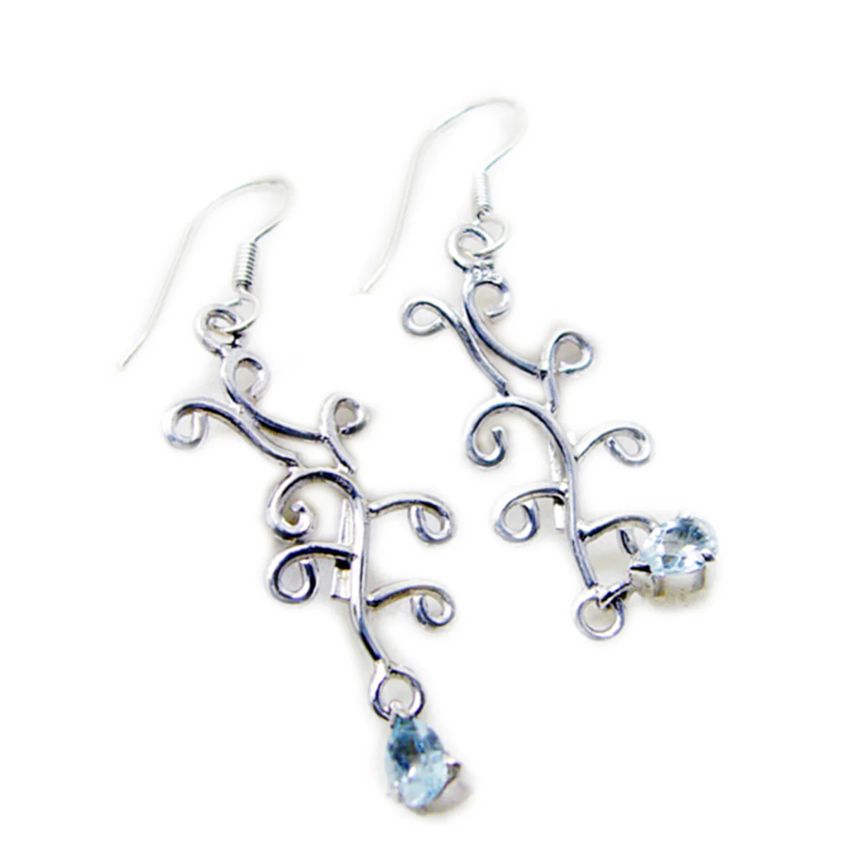 Blue Topaz Moroccan Ana multiple Dangle Blue Sterling Silver Earring - Image 3