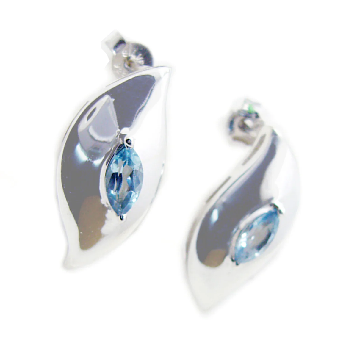 Blue topaz Moroccan Ángeles Solitaire Stud Blue 92.5 Silver Earring - Image 2