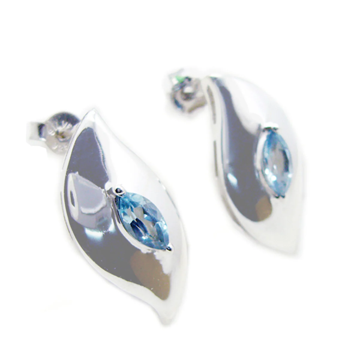 Blue topaz Moroccan Ángeles Solitaire Stud Blue 92.5 Silver Earring - Image 3