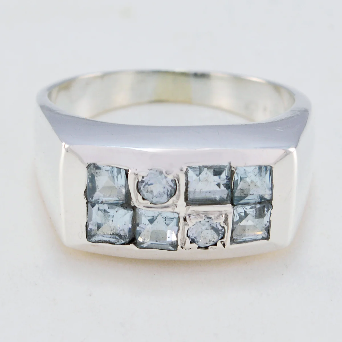 Blue Topaz octa Moroccan 92.5 Silver Blue Gemstone Classic Feminine Ring Jewelry - Image 2