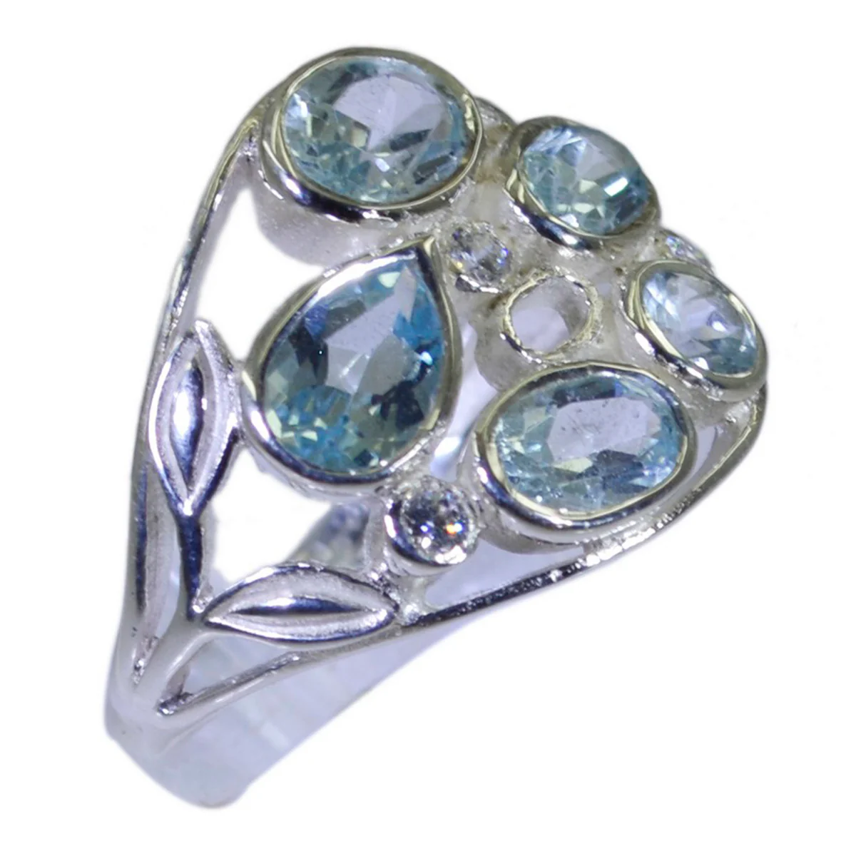 Blue Topaz Penta African 925 Sterling Silver Blue Gemstone Slim Sophisticated Ring Jewelry - Image 2