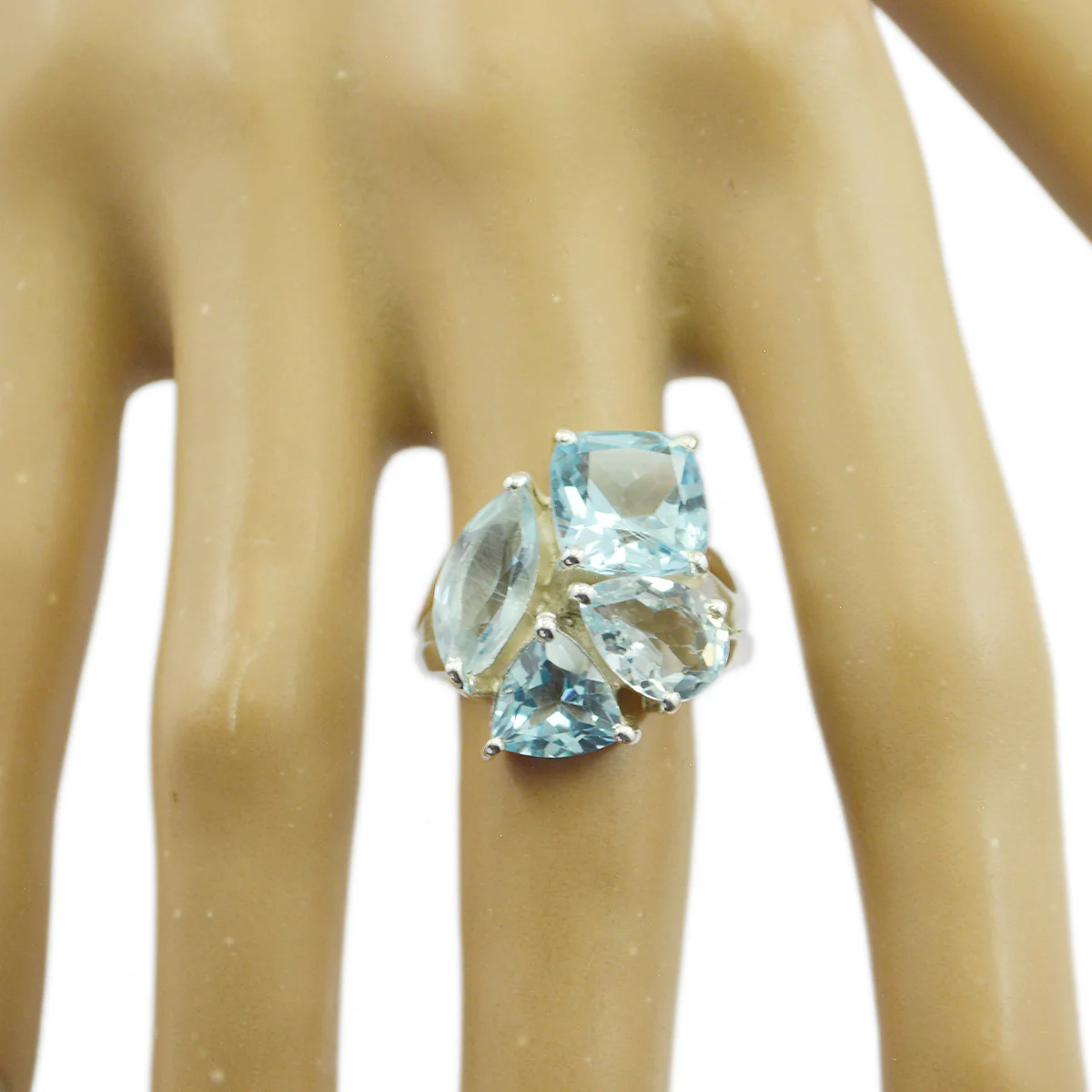 Blue Topaz quarter African 92.5 Silver Blue Gems Versatile Signet Ring Jewelry - Image 2