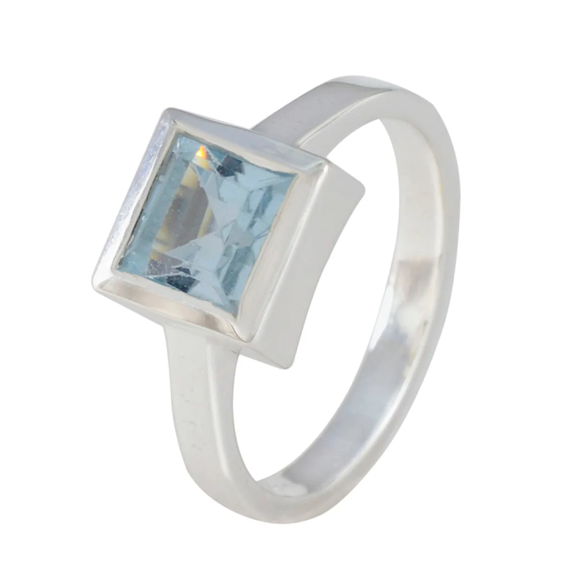 Blue Topaz Solitaire African 925 Silver Blue Gemstone Featherlight Artisan Ring Jewelry - Image 2