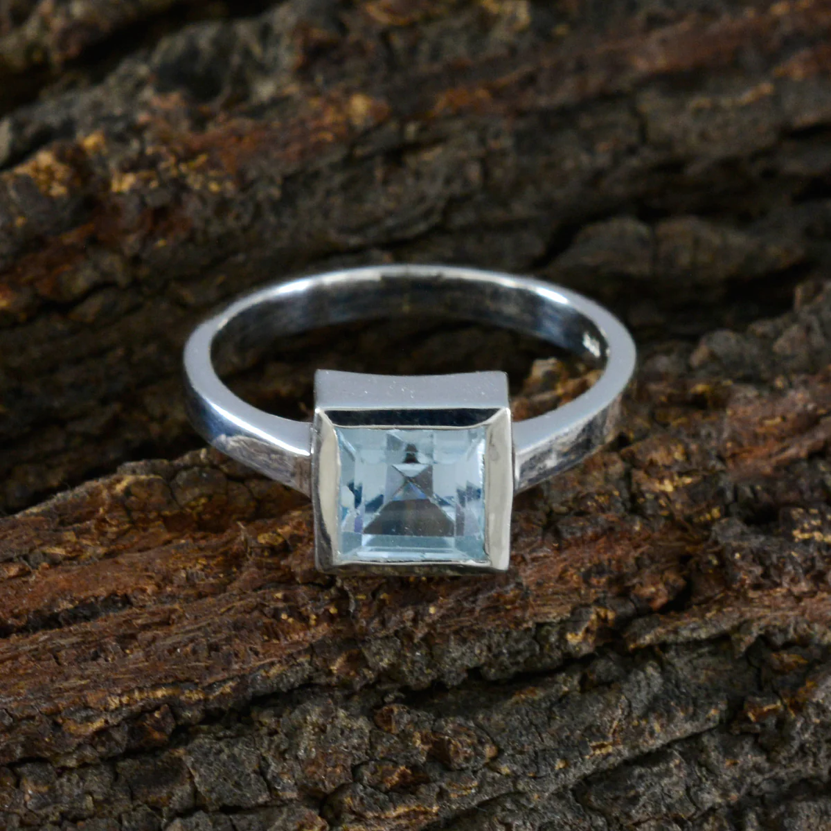 Blue Topaz Solitaire African 925 Silver Blue Gemstone Featherlight Artisan Ring Jewelry - Image 3