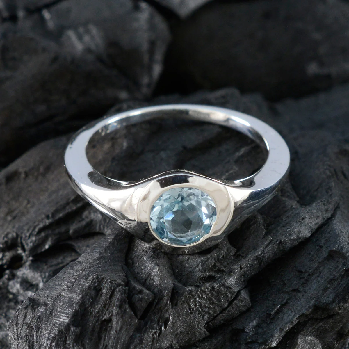 Blue Topaz Solitaire African 925 Silver Blue Gemstones Featherlight Fairytale Ring Jewelry - Image 4