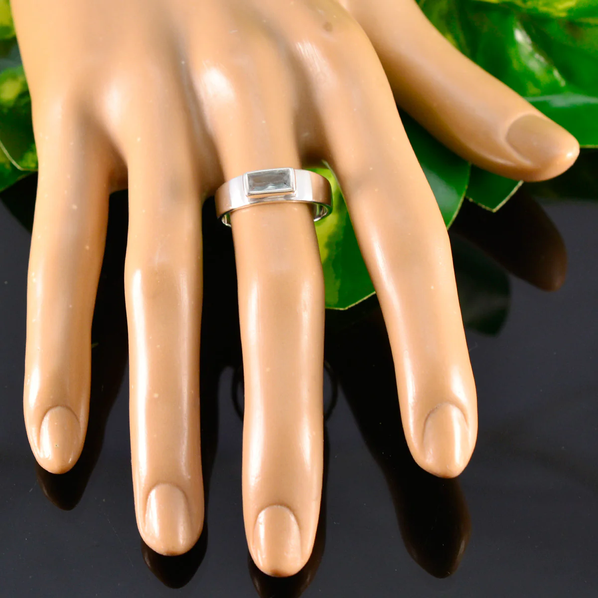 Blue Topaz Solitaire African Silver Blue Gemstone Slim Cultural Ring Jewellery - Image 5