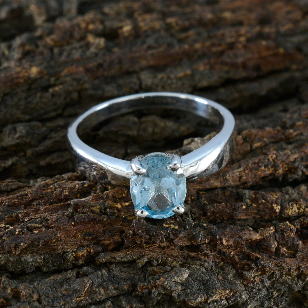 Blue Topaz Solitaire African Silver Blue Gemstones Featherlight Ethnic Ring Jewellery - Image 3
