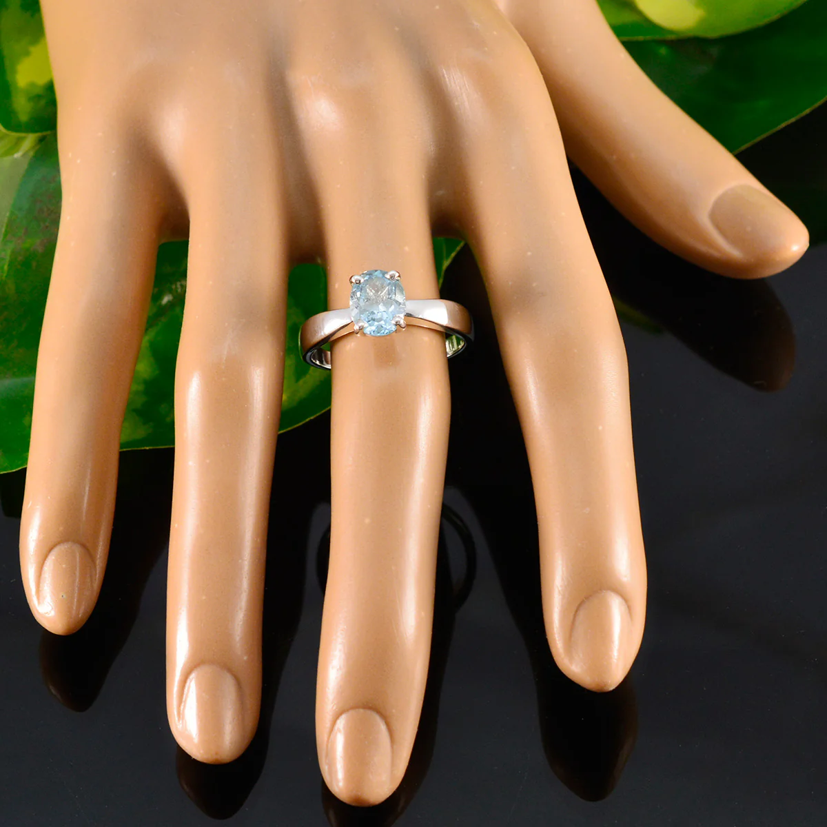 Blue Topaz Solitaire African Silver Blue Gemstones Featherlight Ethnic Ring Jewellery - Image 5