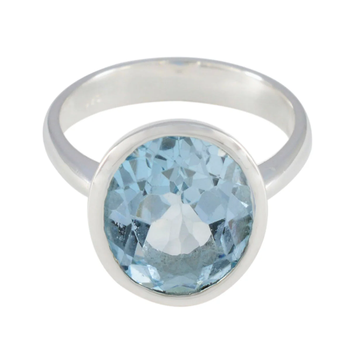 Blue Topaz Solitaire African Sterling Silver Blue Gems Minimal Modern Ring Jewelry - Image 2