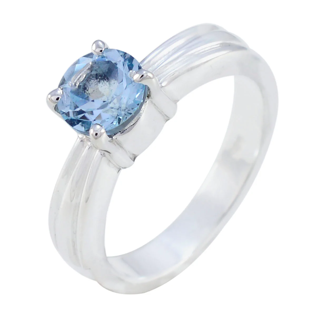 Blue Topaz Solitaire African Sterling Silver Blue Gems Slim Trendy Ring Jewellery - Image 2