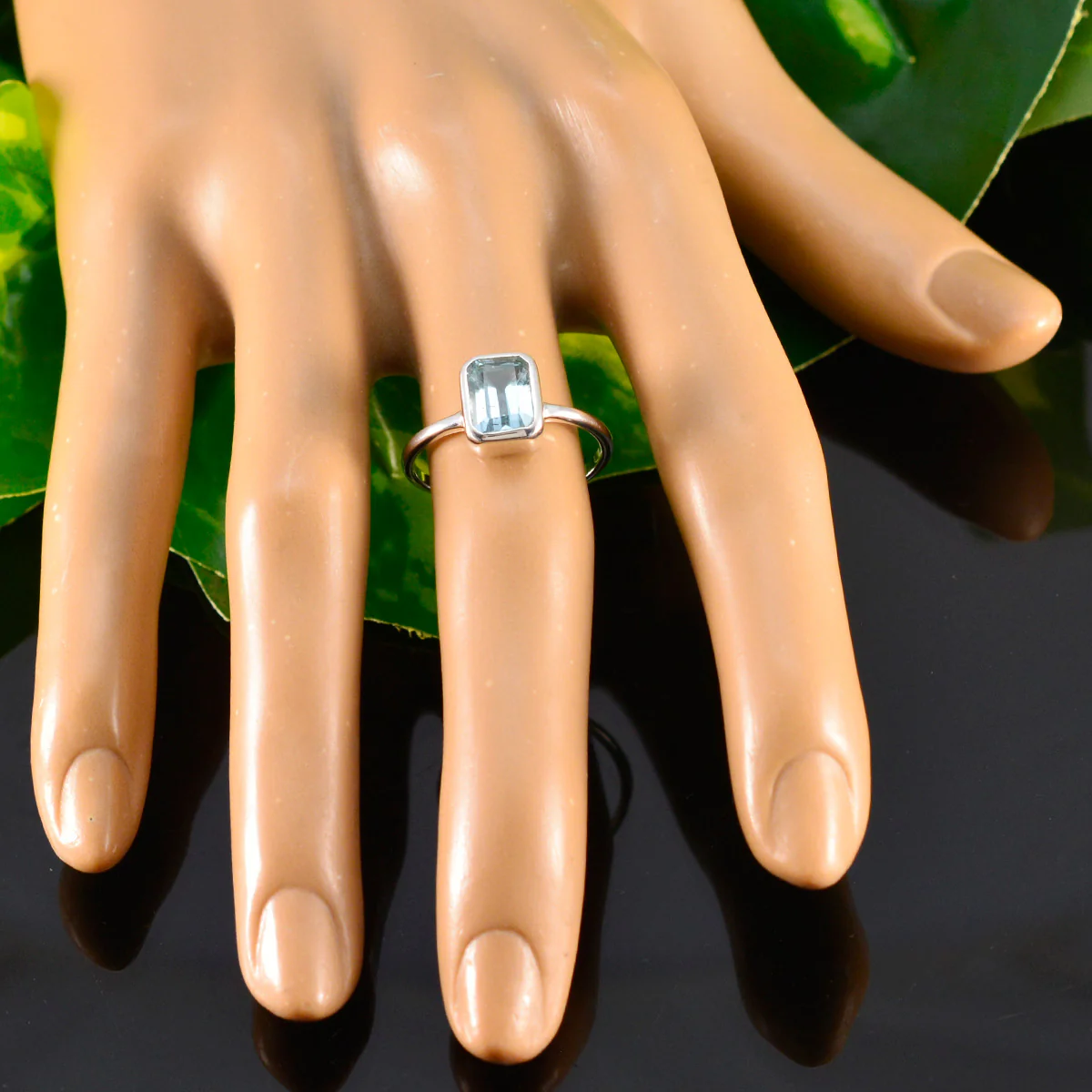 Blue Topaz Solitaire American 92.5 Silver Blue Gemstone Delicate Fairytale Ring Jewellery - Image 5