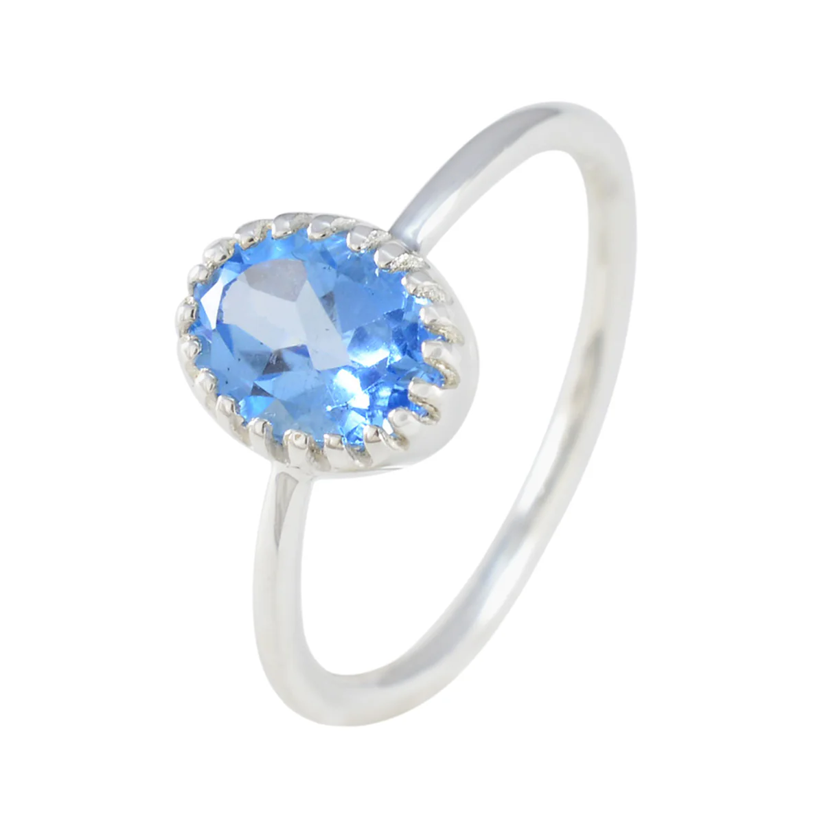 Blue Topaz Solitaire American 925 Sterling Silver Blue Gemstones Delicate Glamorous Ring Jewellery - Image 2