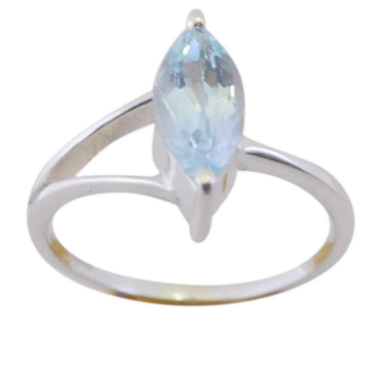 Blue Topaz Solitaire American Sterling Silver Blue Gemstone Minimalist Modern Ring Jewellery - Image 2