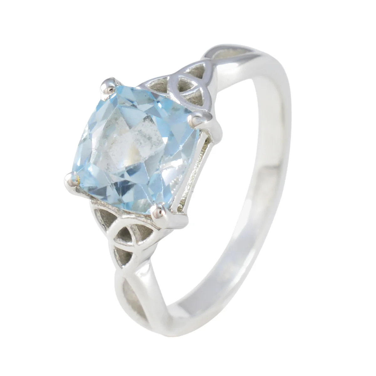 Blue Topaz Solitaire Egyptian 92.5 Silver Blue Gems Featherlight Cultural Ring Jewellery - Image 2