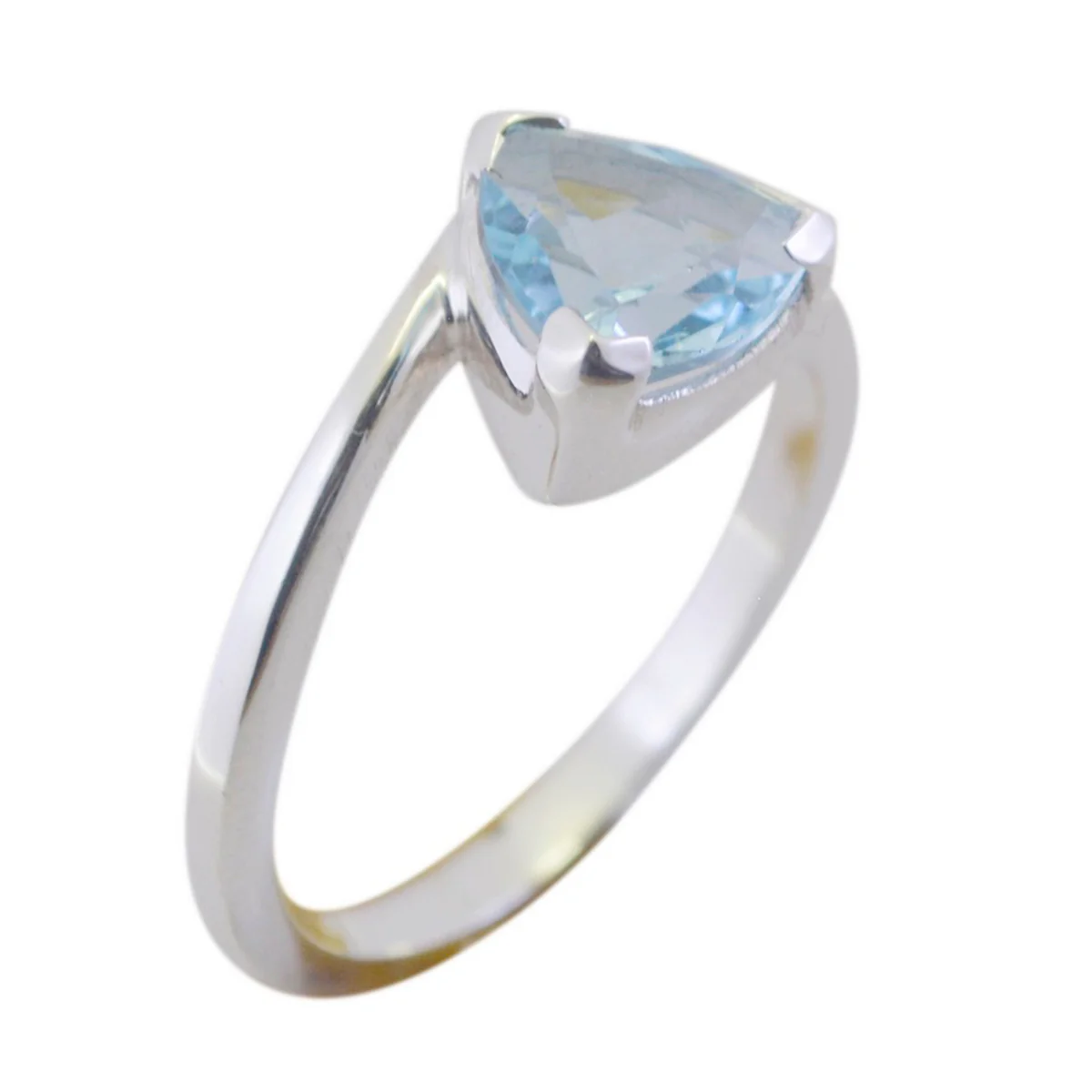 Blue Topaz Solitaire Egyptian 925 Silver Blue Gemstones Dainty Geometric Ring Jewellery - Image 2