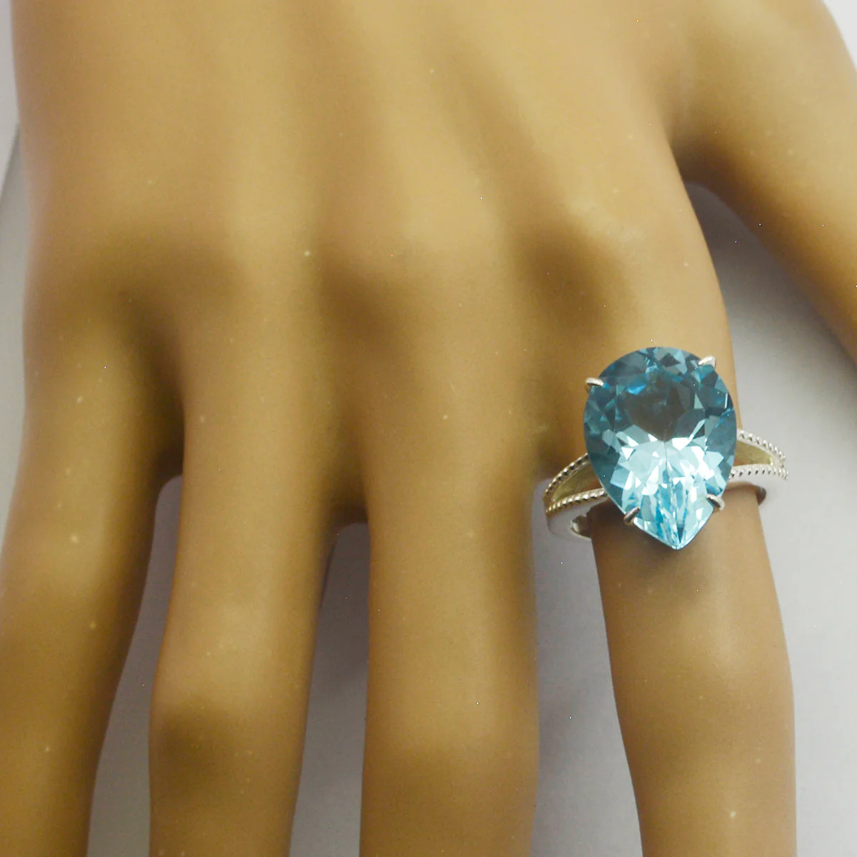 Blue Topaz Solitaire Egyptian Sterling Silver Blue Gemstones Versatile Heart Ring Jewellery - Image 3