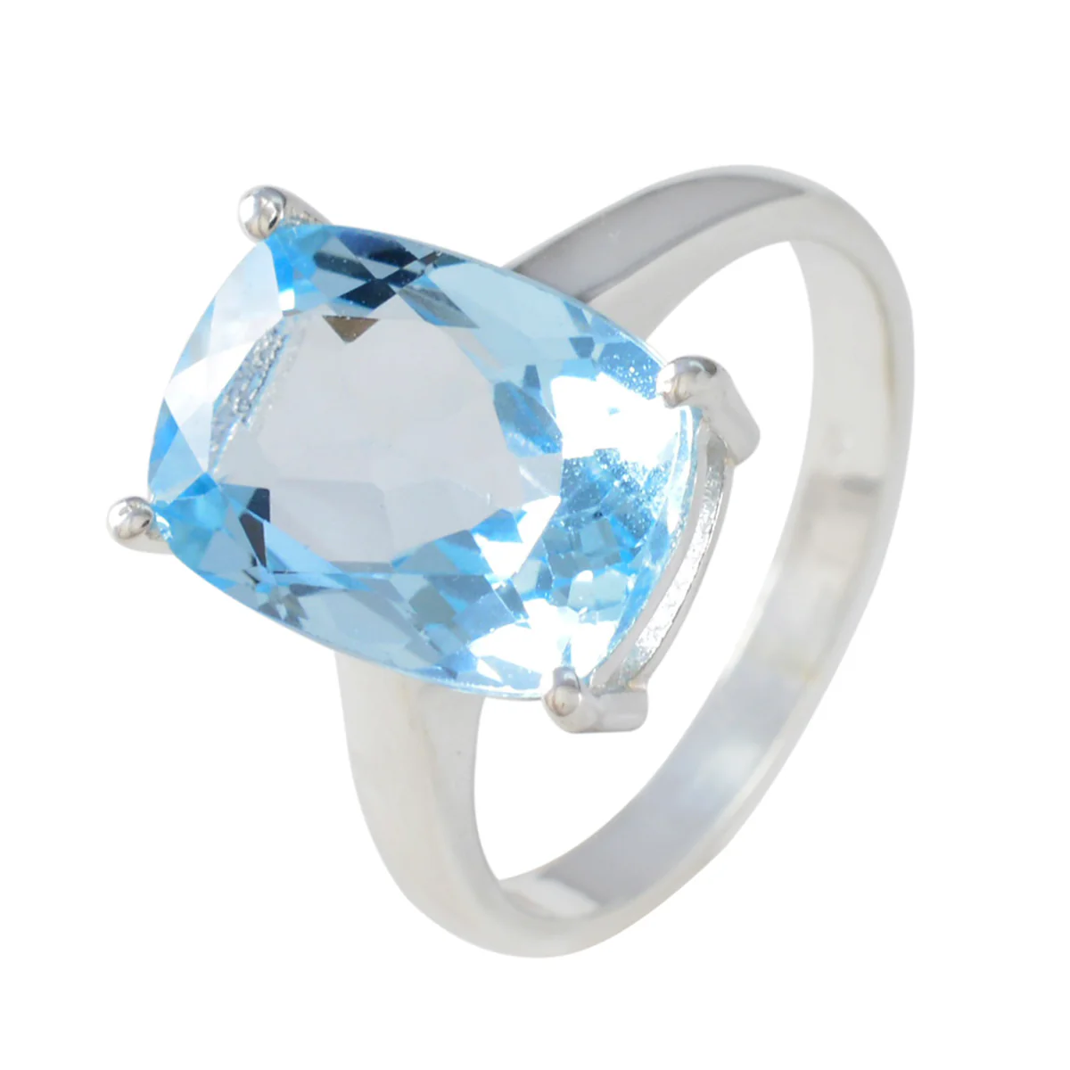 Blue Topaz Solitaire German 925 Sterling Silver Blue Gemstone Minimal Boho Ring Jewellery - Image 2