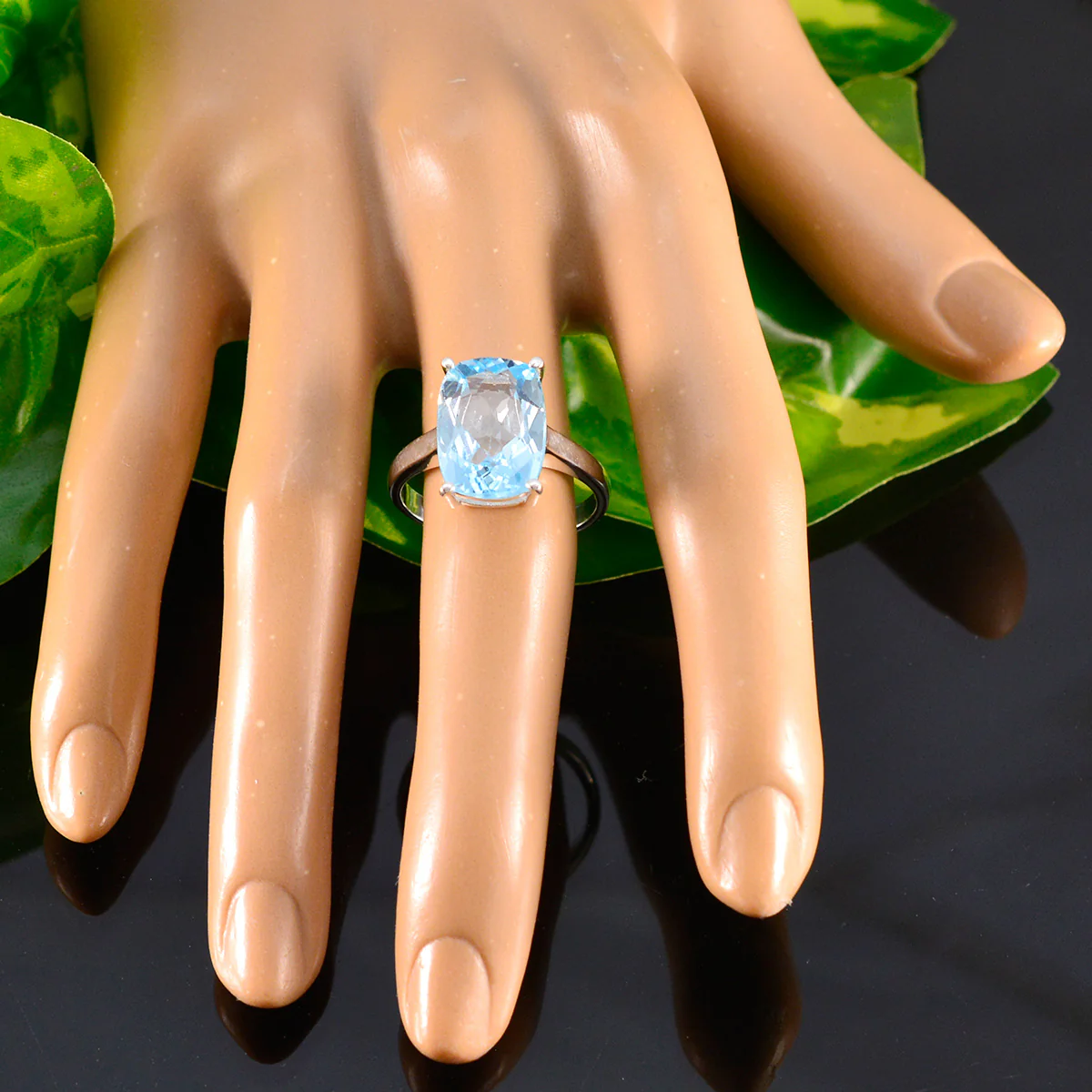 Blue Topaz Solitaire German 925 Sterling Silver Blue Gemstone Minimal Boho Ring Jewellery - Image 5
