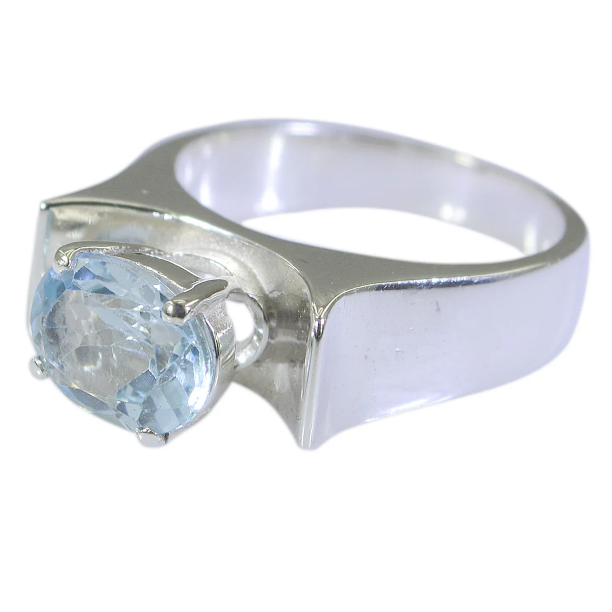 Blue Topaz Solitaire Indian 92.5 Silver Blue Gemstones Mid-weight Romantic Ring Jewelry - Image 2