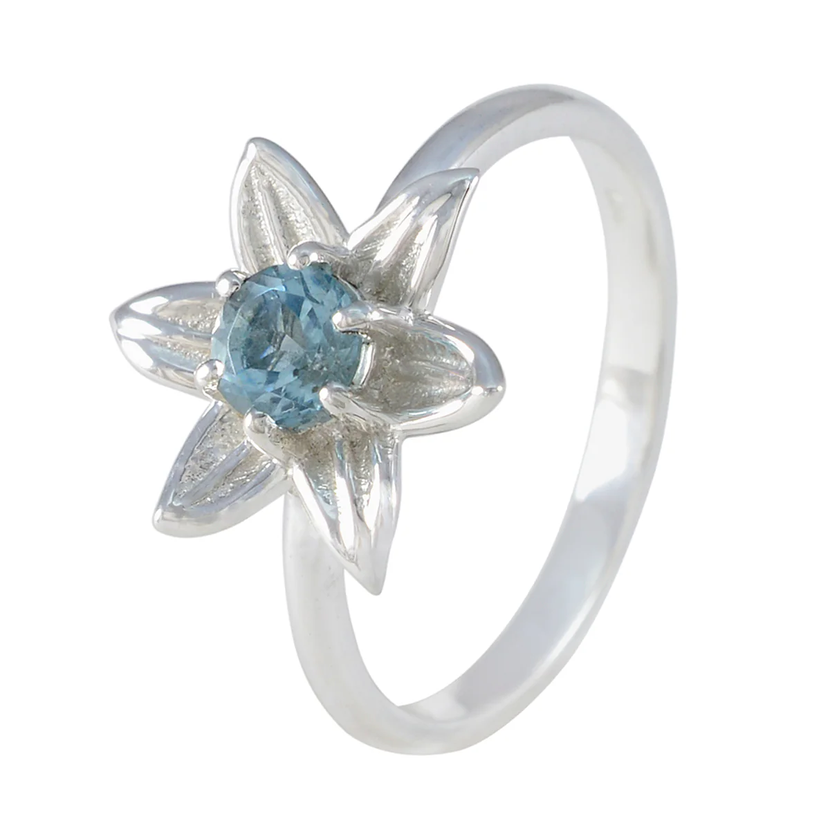 Blue Topaz Solitaire Japanese Silver Blue Gems Delicate Contemporary Ring Jewelry - Image 2