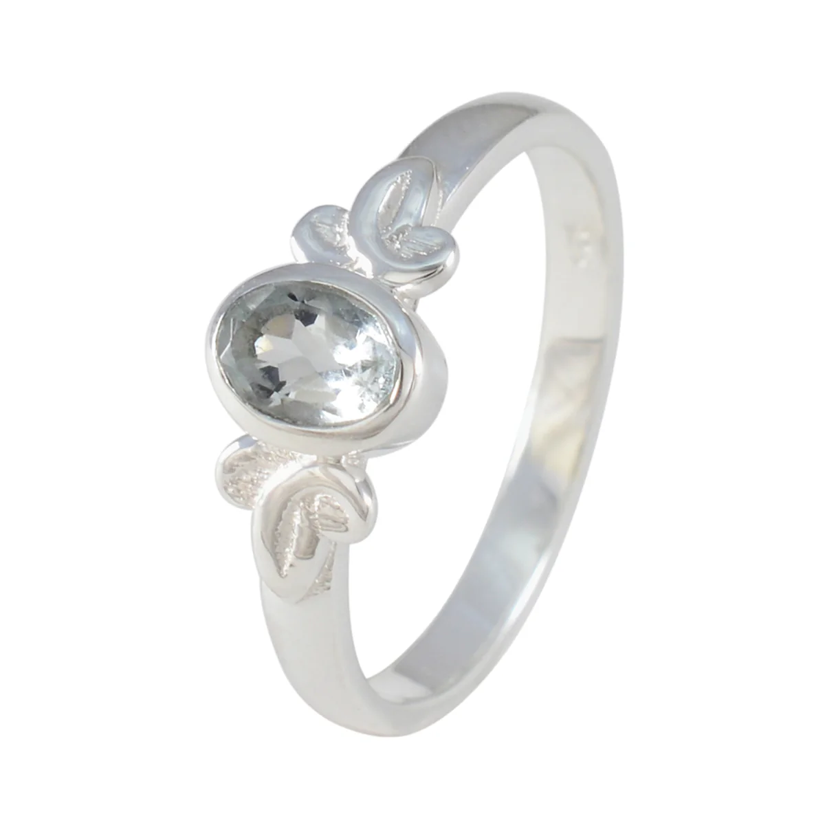 Blue Topaz Solitaire Korean 92.5 Silver Blue Gemstone Dainty Modern Ring Jewelry - Image 2