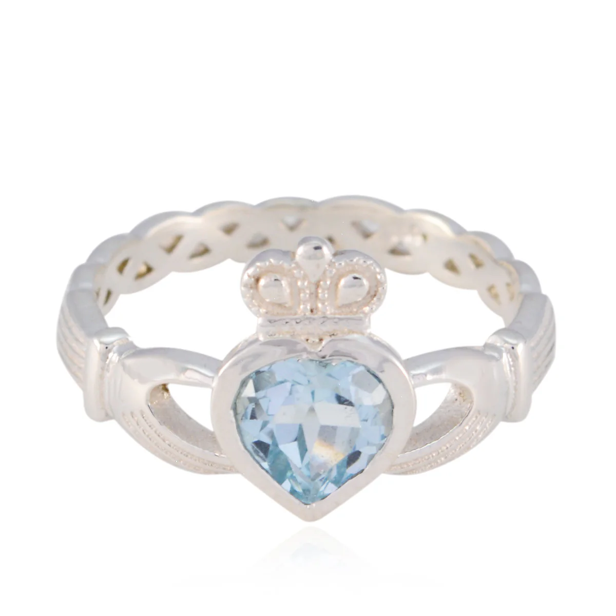 Blue Topaz Solitaire Moroccan Silver Blue Gems Tiny propsel Ring Jewelry