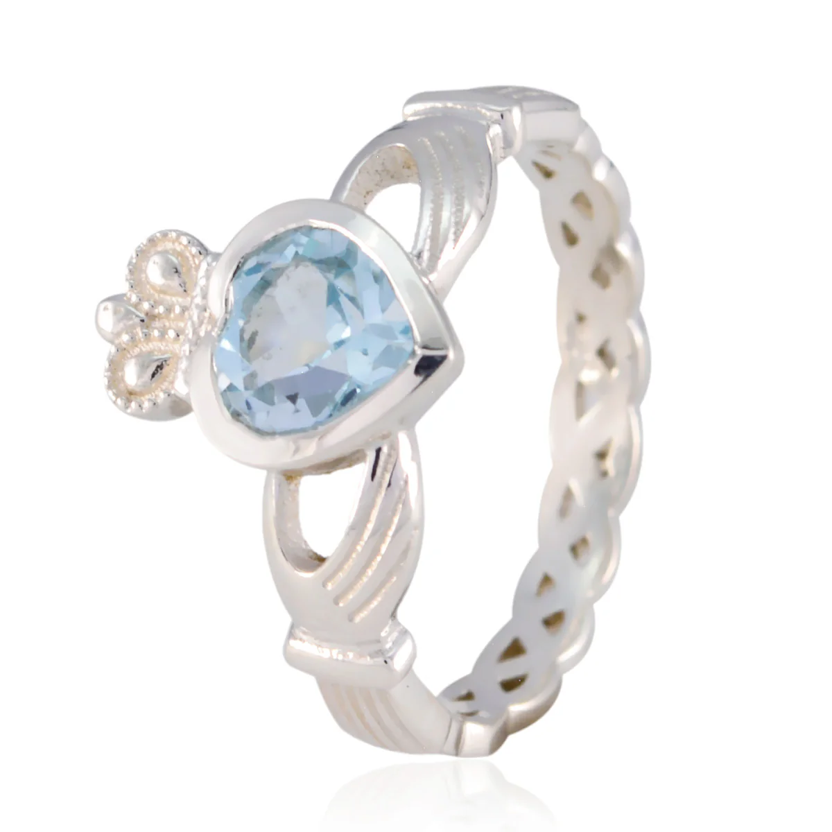 Blue Topaz Solitaire Moroccan Silver Blue Gems Tiny propsel Ring Jewelry - Image 2
