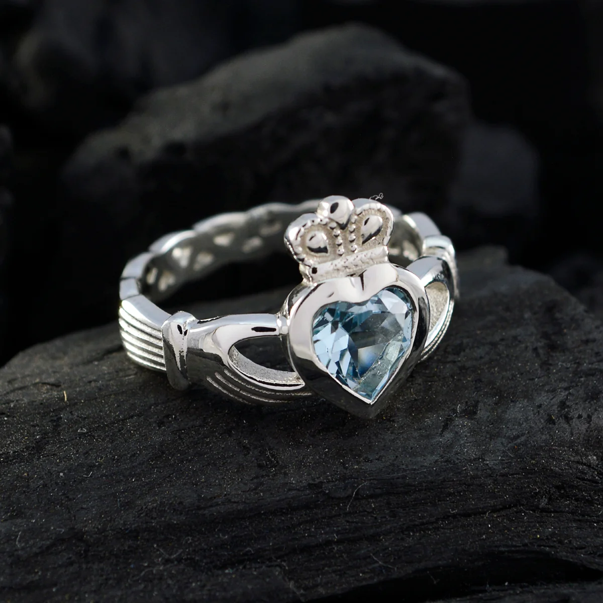 Blue Topaz Solitaire Moroccan Silver Blue Gems Tiny propsel Ring Jewelry - Image 4