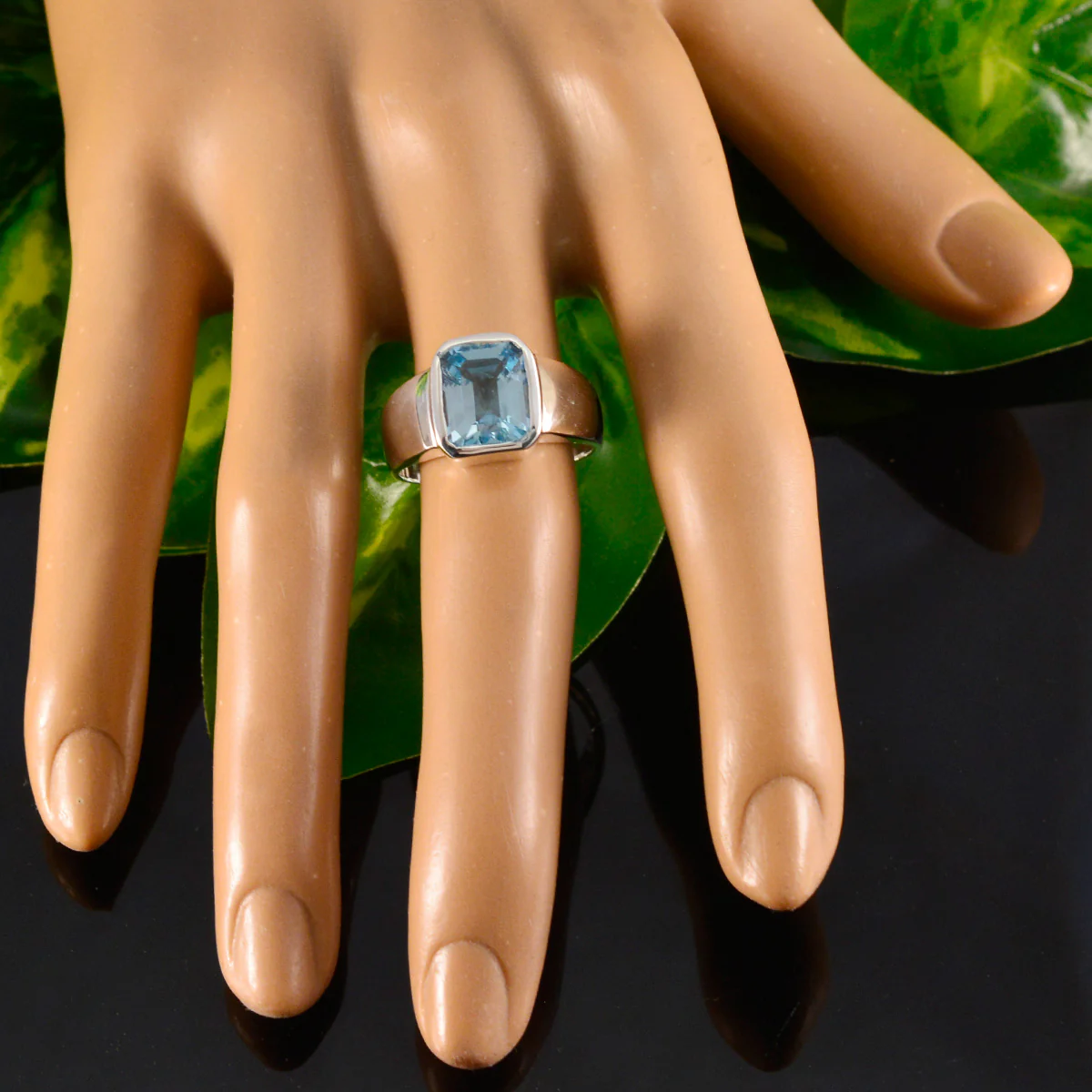 Blue Topaz Solitaire Moroccan Silver Blue Gemstone Eye-catching Trendy Ring Jewellery - Image 5