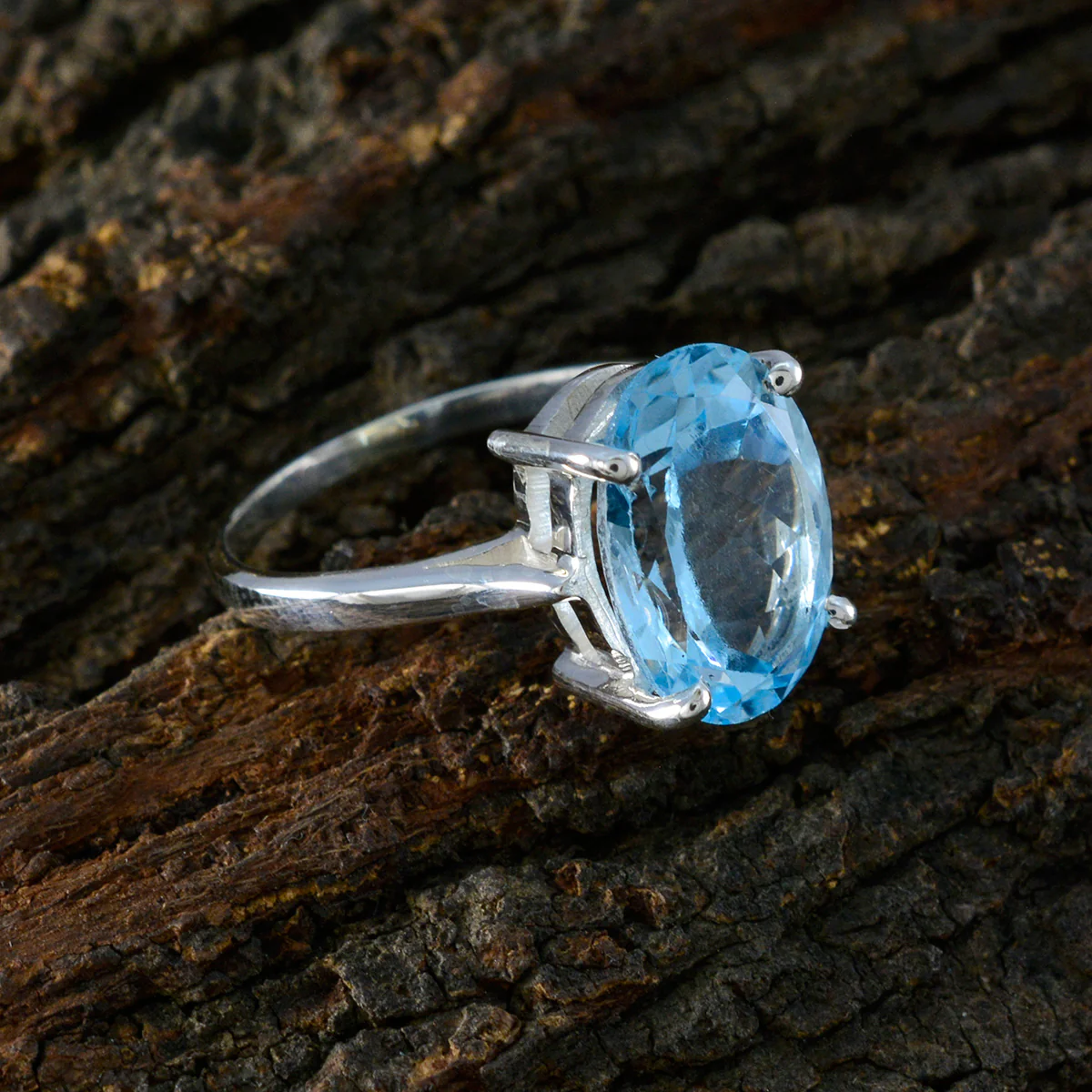 Blue Topaz Solitaire Moroccan Silver Blue Gemstones Featherlight Ethnic Ring Jewelry - Image 3