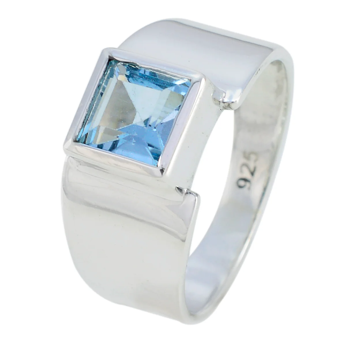 Blue Topaz Solitaire Moroccan Sterling Silver Blue Gemstones Slim Abstract Ring Jewelry - Image 2