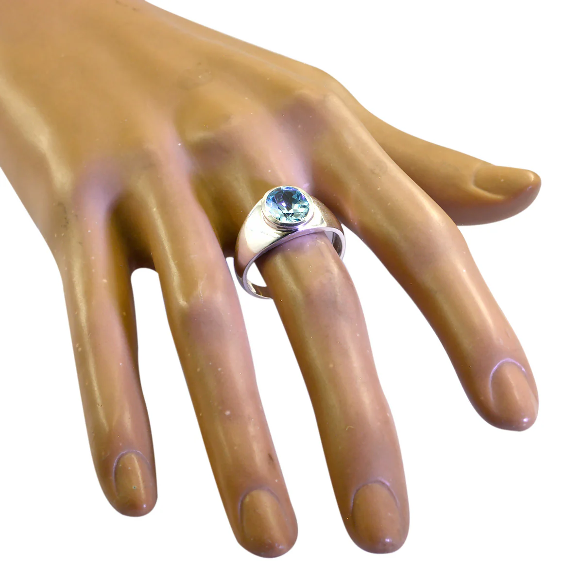 Blue Topaz Solitaire Russian 925 Sterling Silver Blue Gemstone Tiny Ethnic Ring Jewellery - Image 2