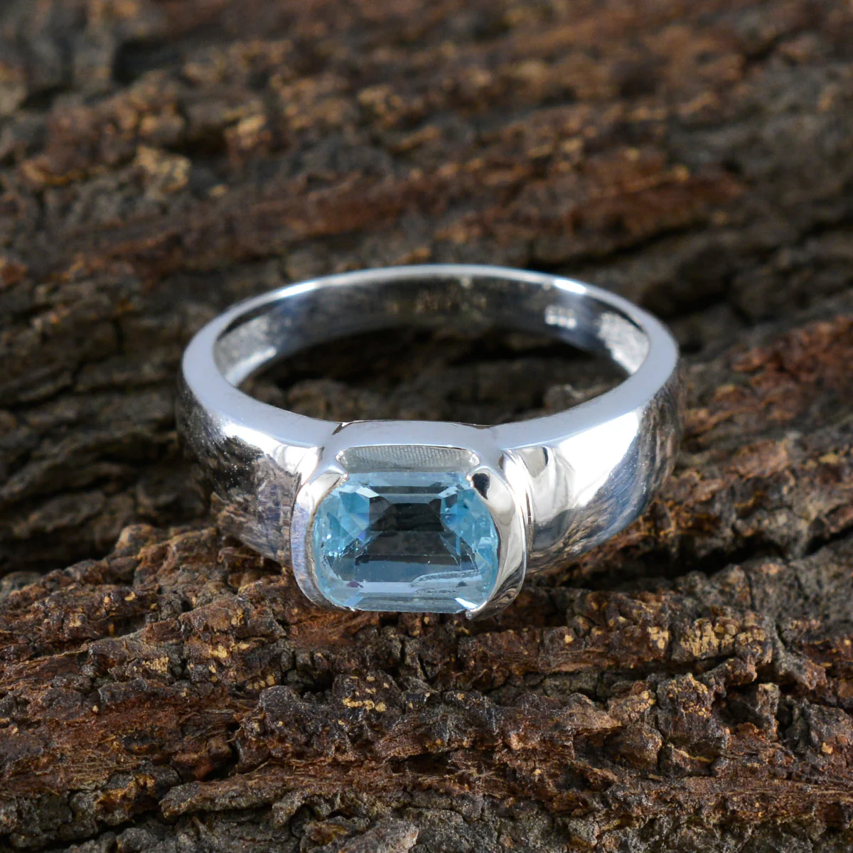 Blue Topaz Solitaire Russian Sterling Silver Blue Gemstone Minimal Fairytale Ring Jewellery - Image 3