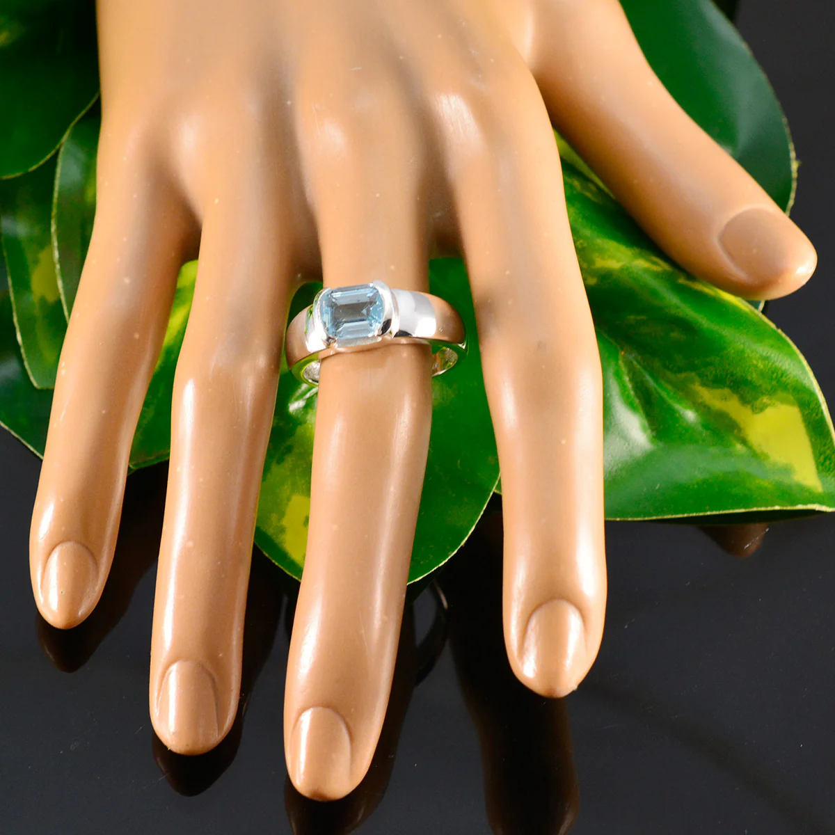 Blue Topaz Solitaire Russian Sterling Silver Blue Gemstone Minimal Fairytale Ring Jewellery - Image 5