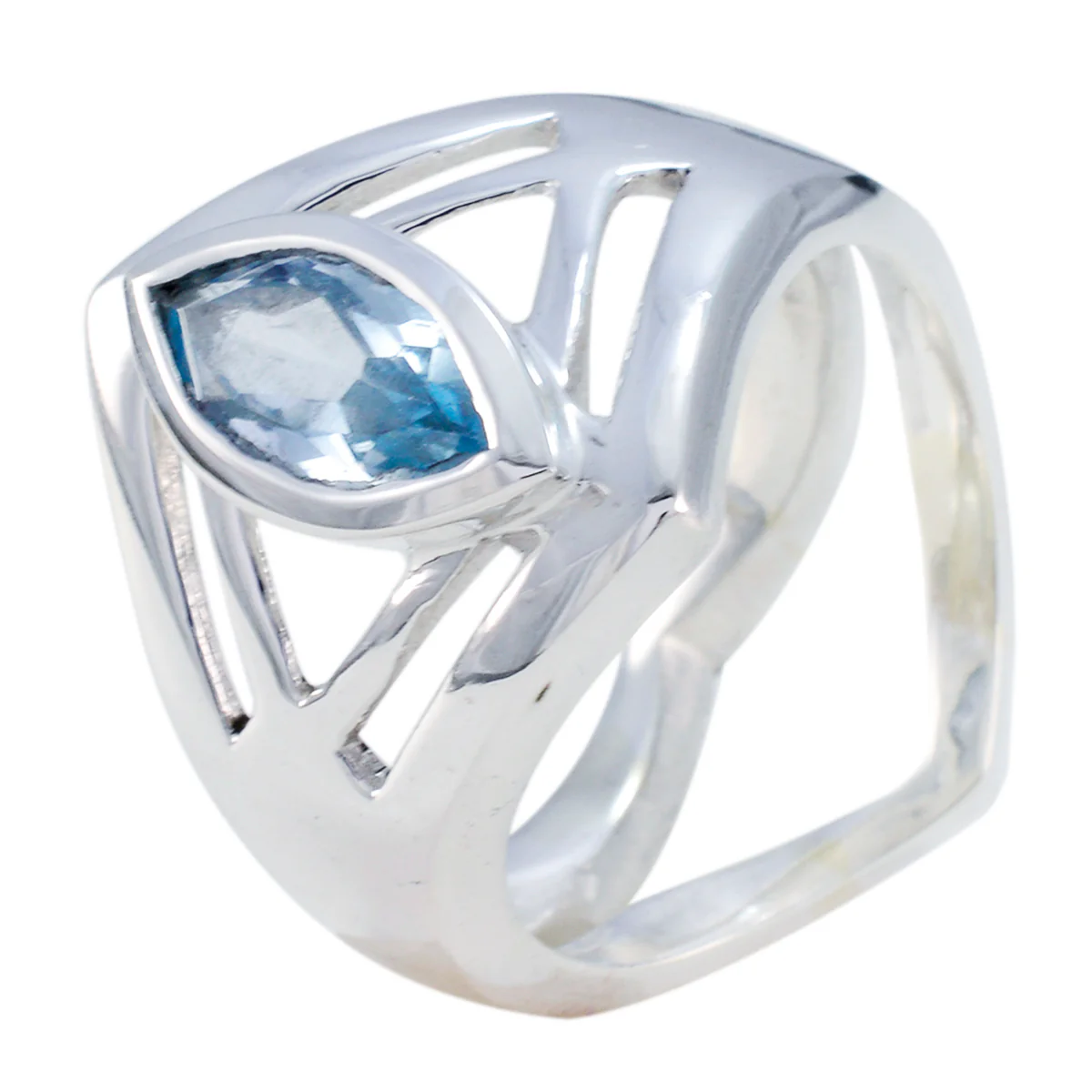 Blue Topaz Solitaire Spanish 925 Sterling Silver Blue Gemstones Statement Art Deco Ring Jewelry - Image 2