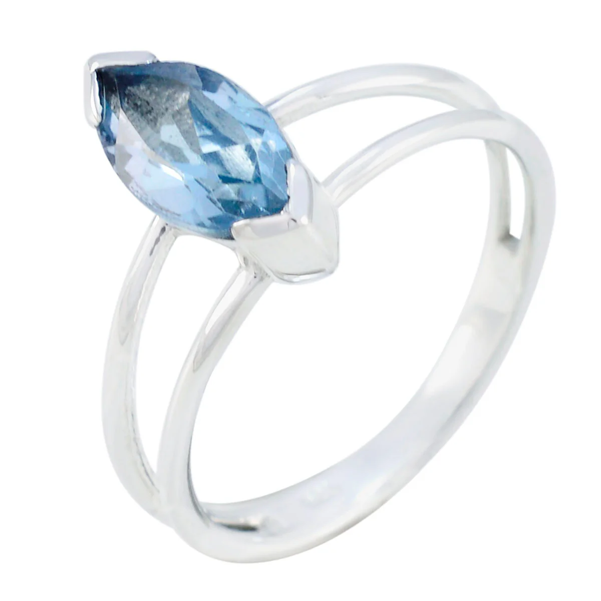 Blue Topaz Solitaire Turkish 925 Silver Blue Gemstone Whisper-thin Contemporary Ring Jewellery - Image 2
