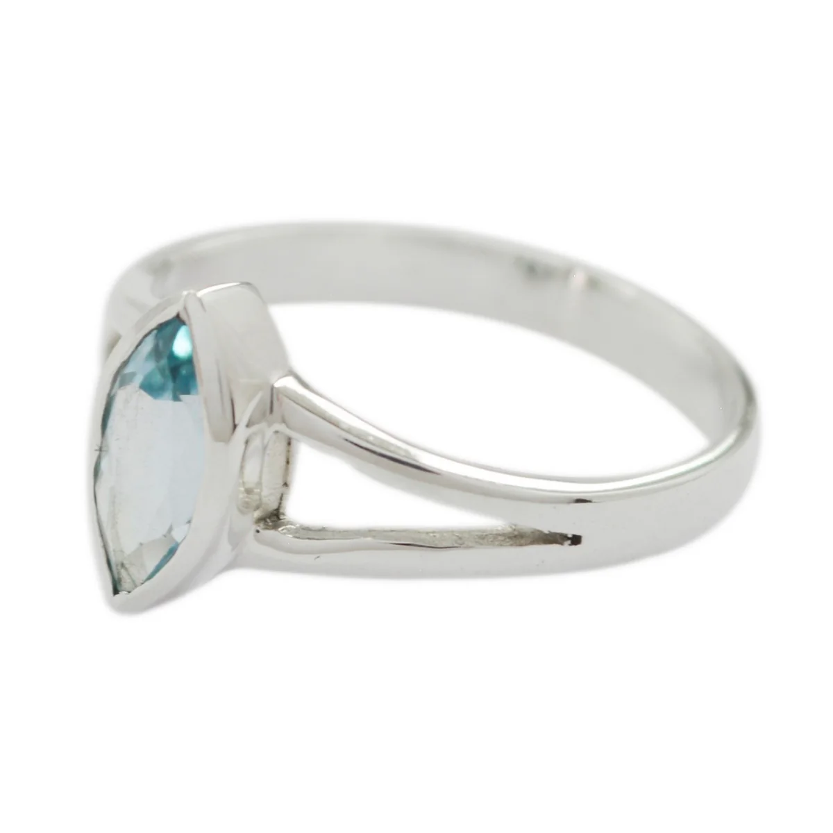 Blue Topaz Solitaire Turkish 925 Sterling Silver Blue Gemstone Dainty Geometric Ring Jewellery - Image 2