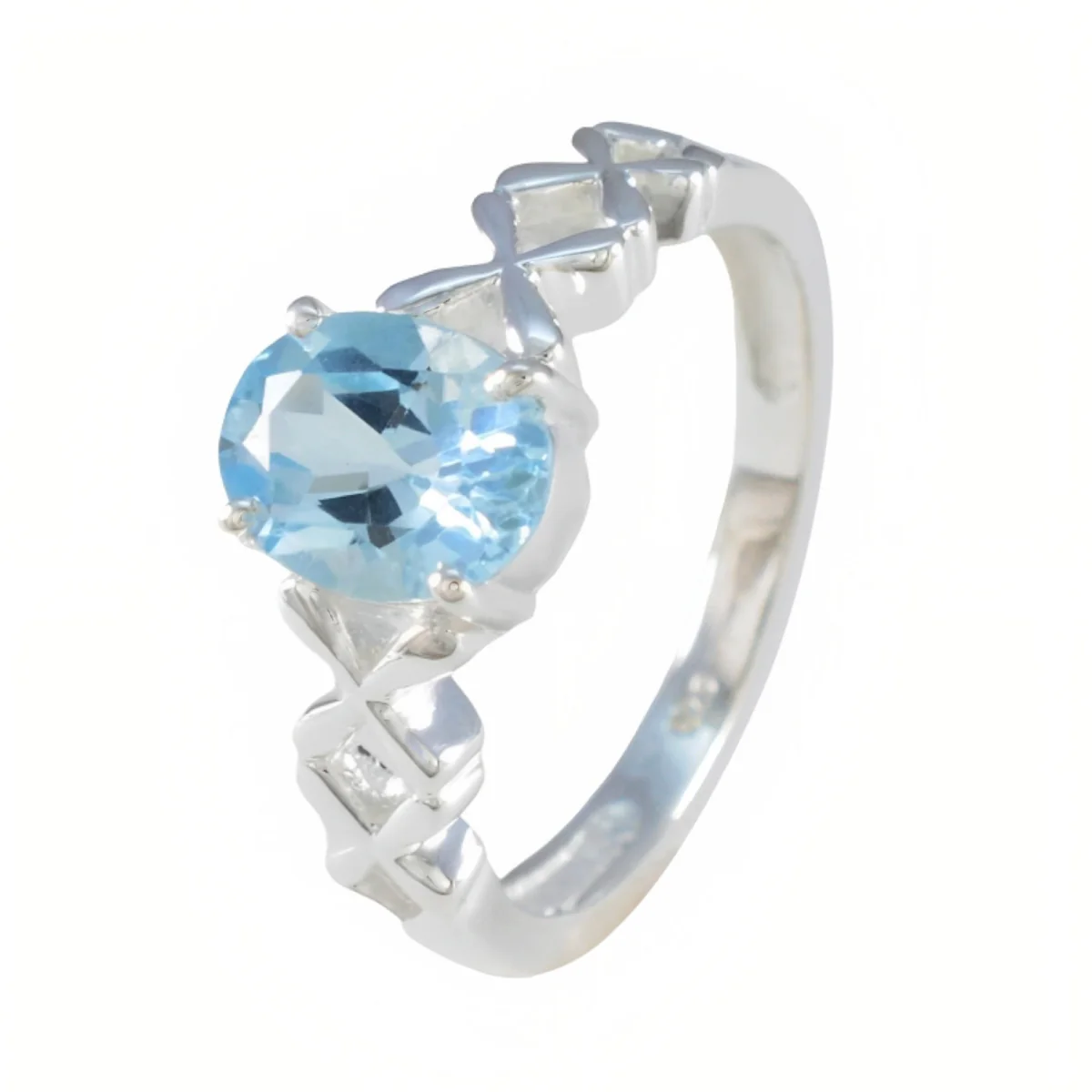 Blue Topaz Solitaire Turkish Sterling Silver Blue Gemstone Whisper-thin Twist Ring Jewellery - Image 3