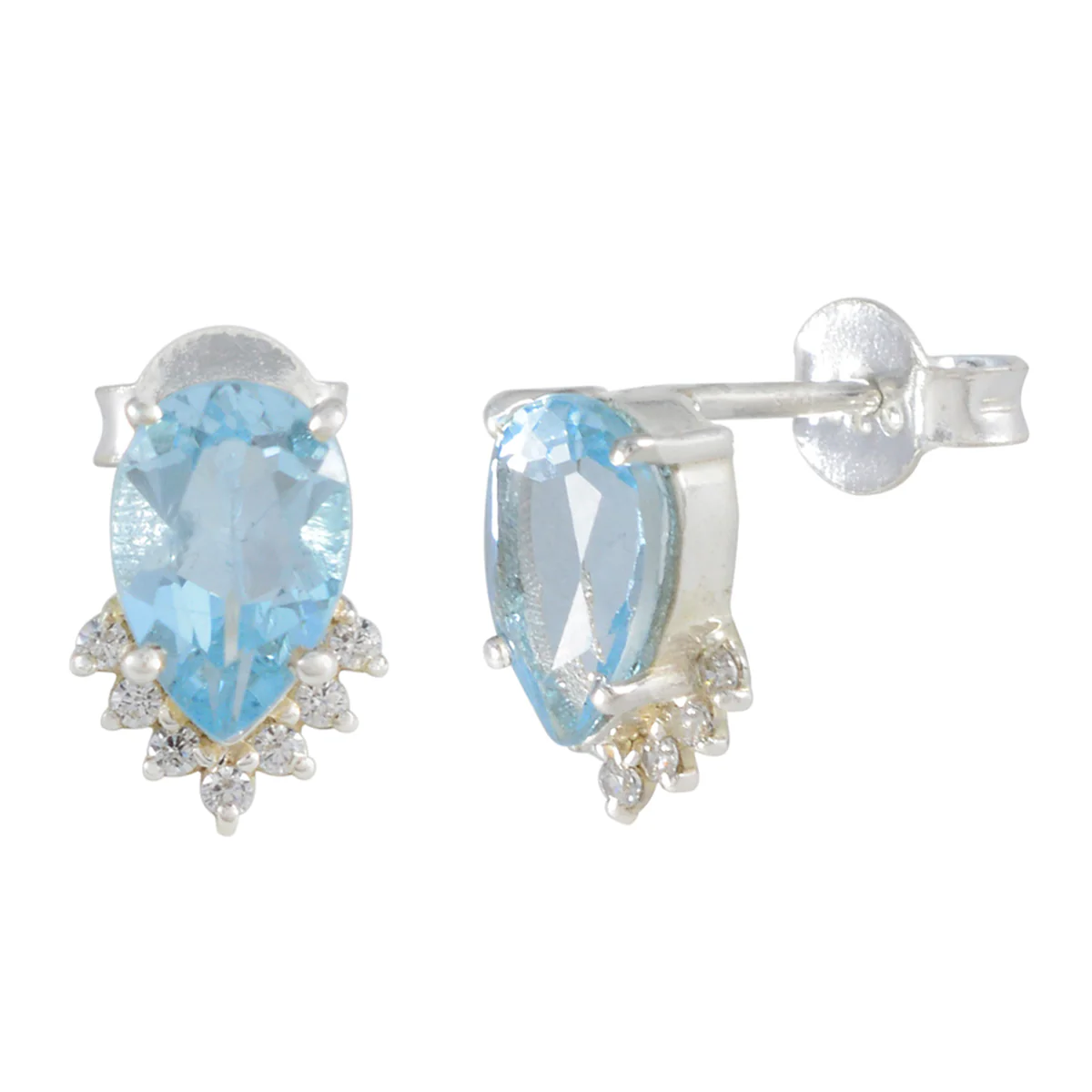 Blue Topaz Spanish Ying multiple Stud Blue 925 Silver Earring - Image 2