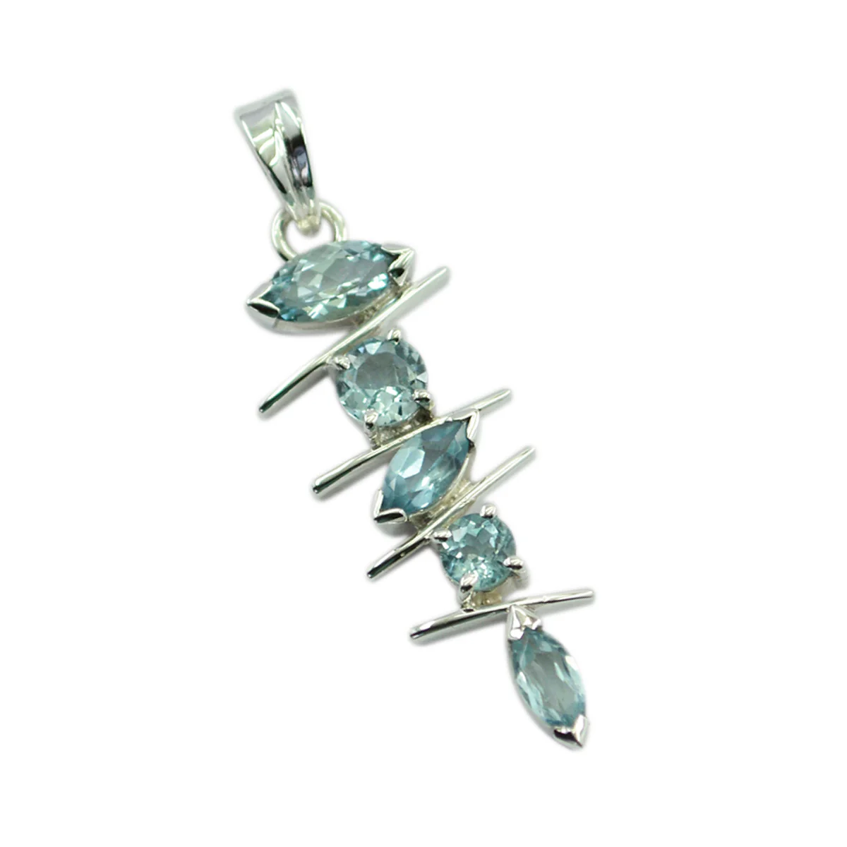 Blue Topaz Tiny Latin American 925 Silver Penta Antonia Sophisticated Blue Pendant Jewelry - Image 2