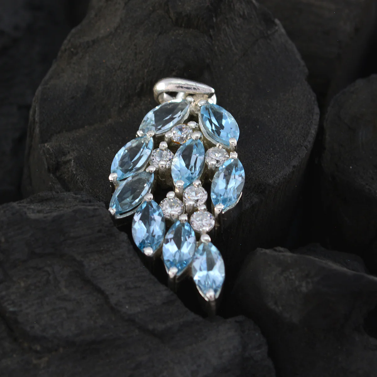 Blue Topaz Tiny Turkish Sterling Silver multiple Patricia Bubble Blue Pendant Jewellery - Image 3