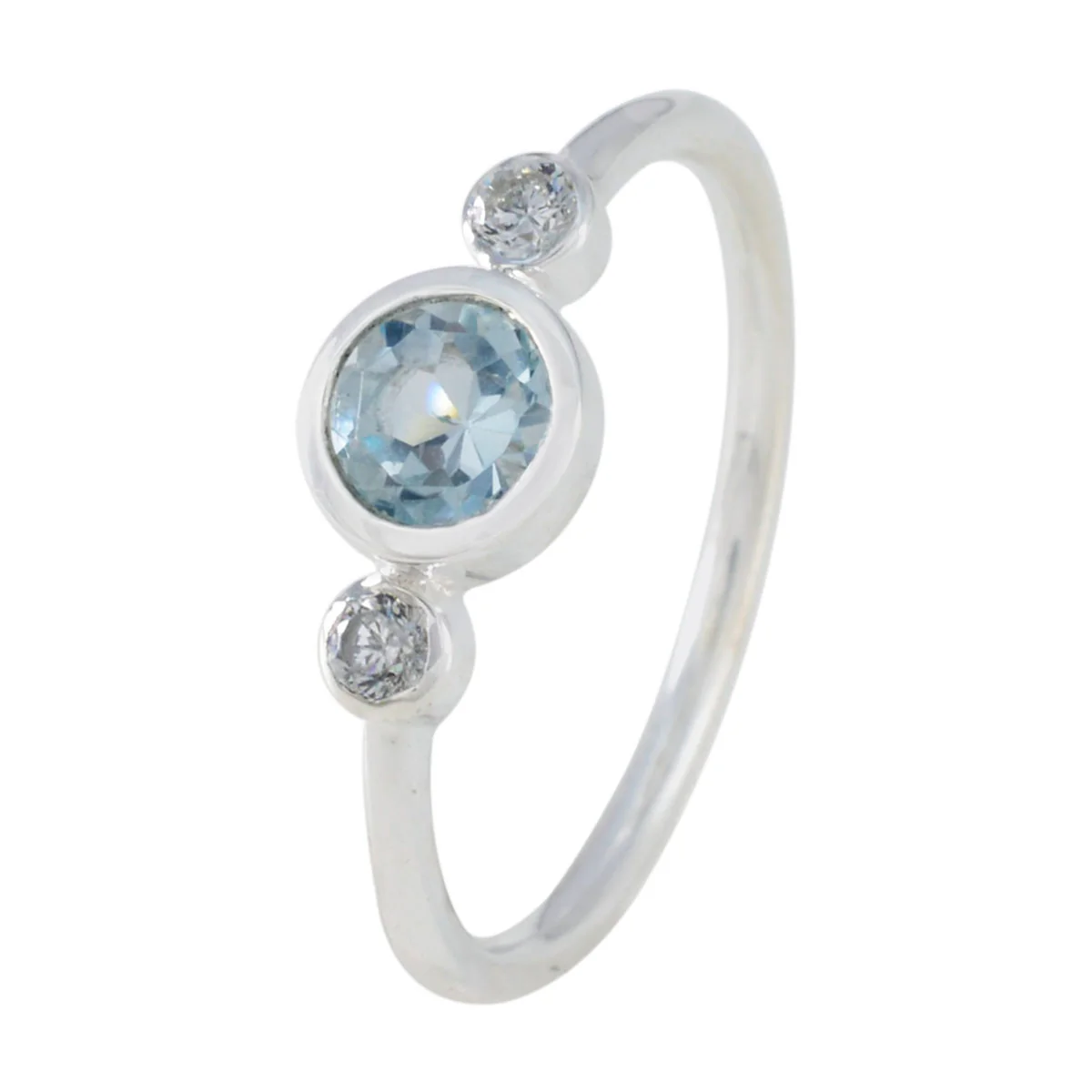 Blue Topaz Trilogy Japanese 925 Sterling Silver Blue Gems Elegant Glamorous Ring Jewellery - Image 2