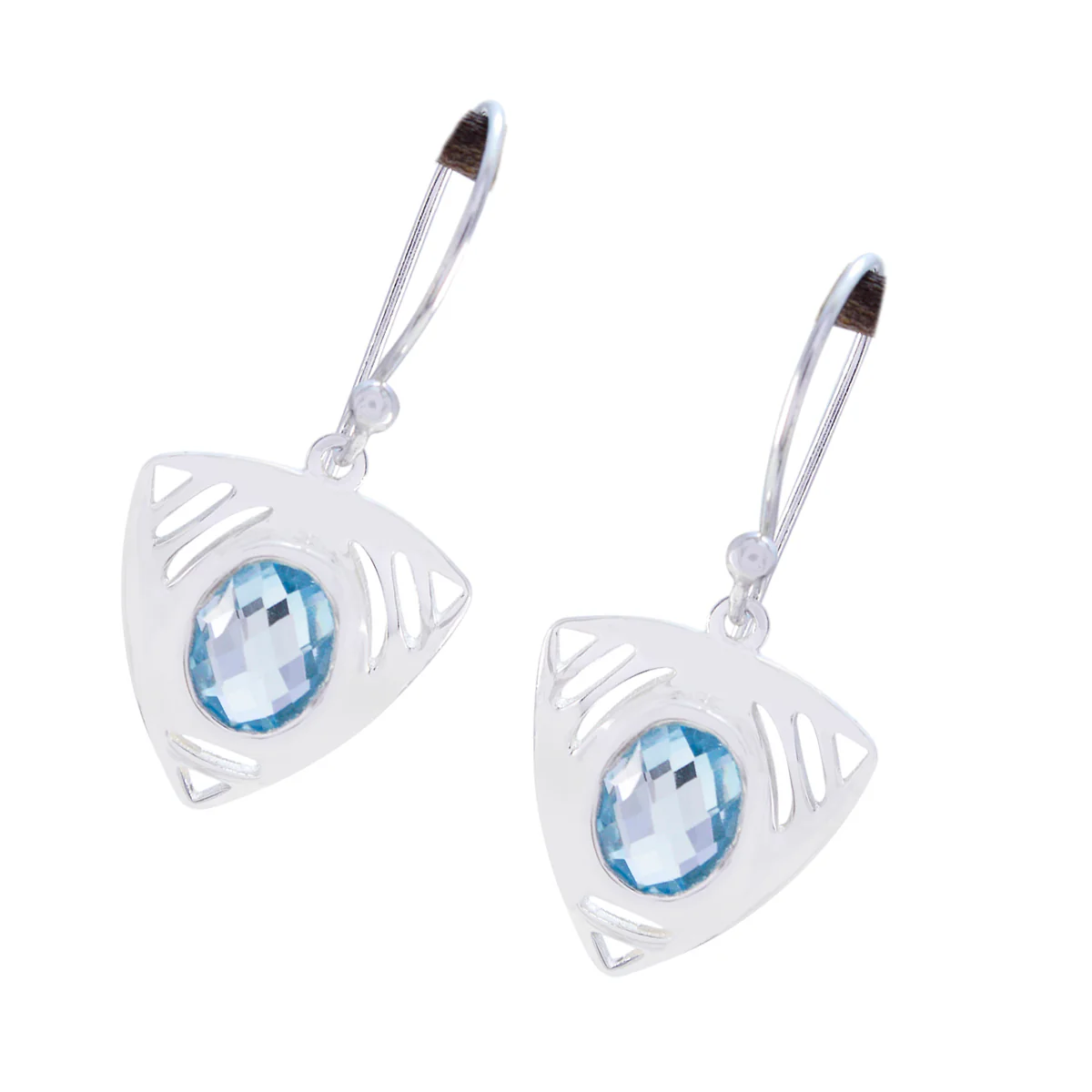 Blue Topaz Turkish Seo-yeon Solitaire Dangle Blue 925 Sterling Silver Earring - Image 2