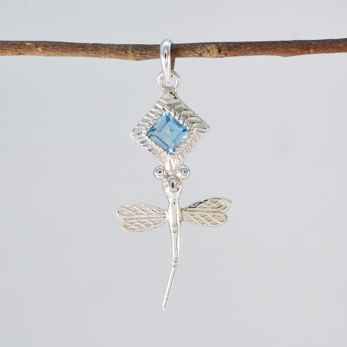 Blue Topaz Whisper-thin Latin American Silver Solitaire Ellie Sophisticated Blue Pendant Jewelry - Image 2