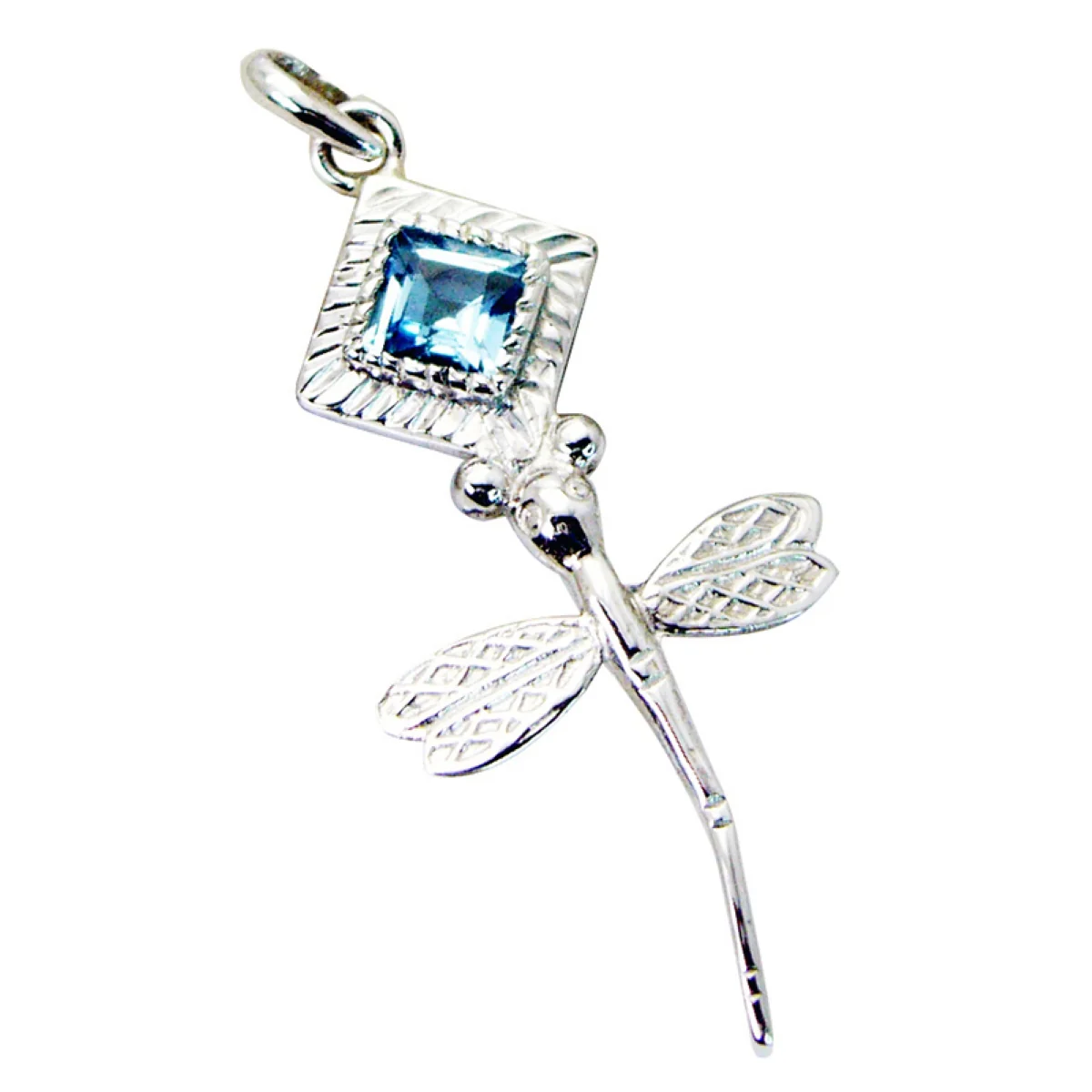 Blue Topaz Whisper-thin Latin American Silver Solitaire Ellie Sophisticated Blue Pendant Jewelry - Image 3
