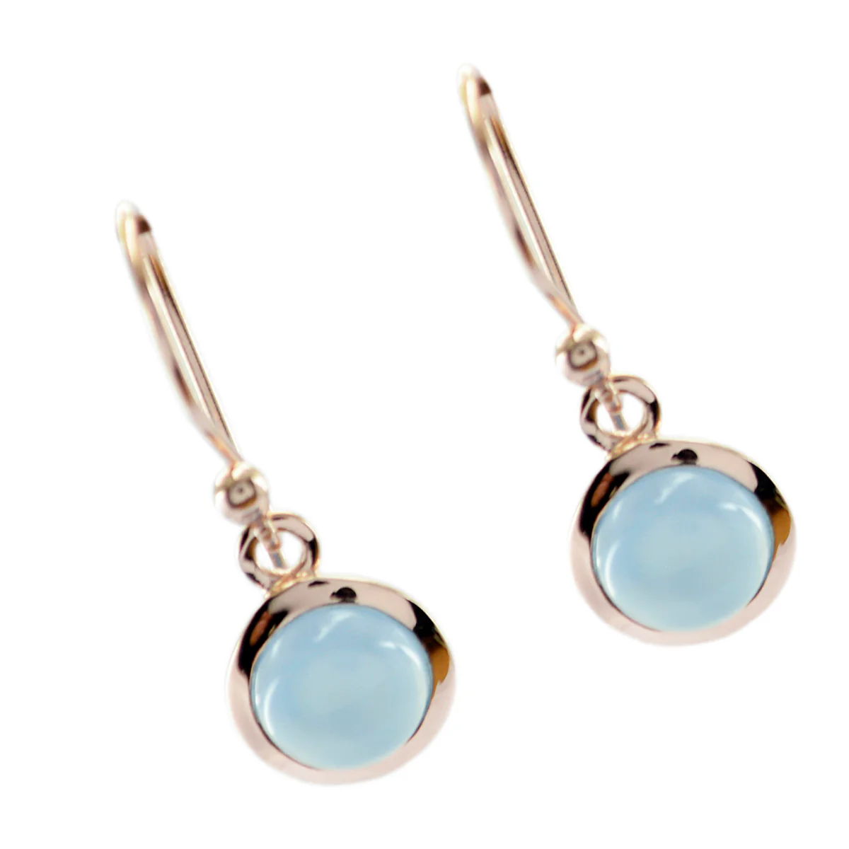 Chalcedony German Maya Solitaire Dangle Blue 92.5 Silver Earring - Image 3