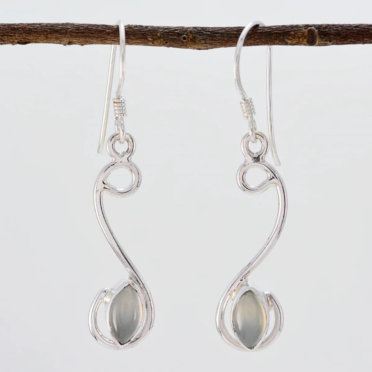 Chalcedony Turkish Luisa multiple Dangle Blue Silver Earring - Image 2