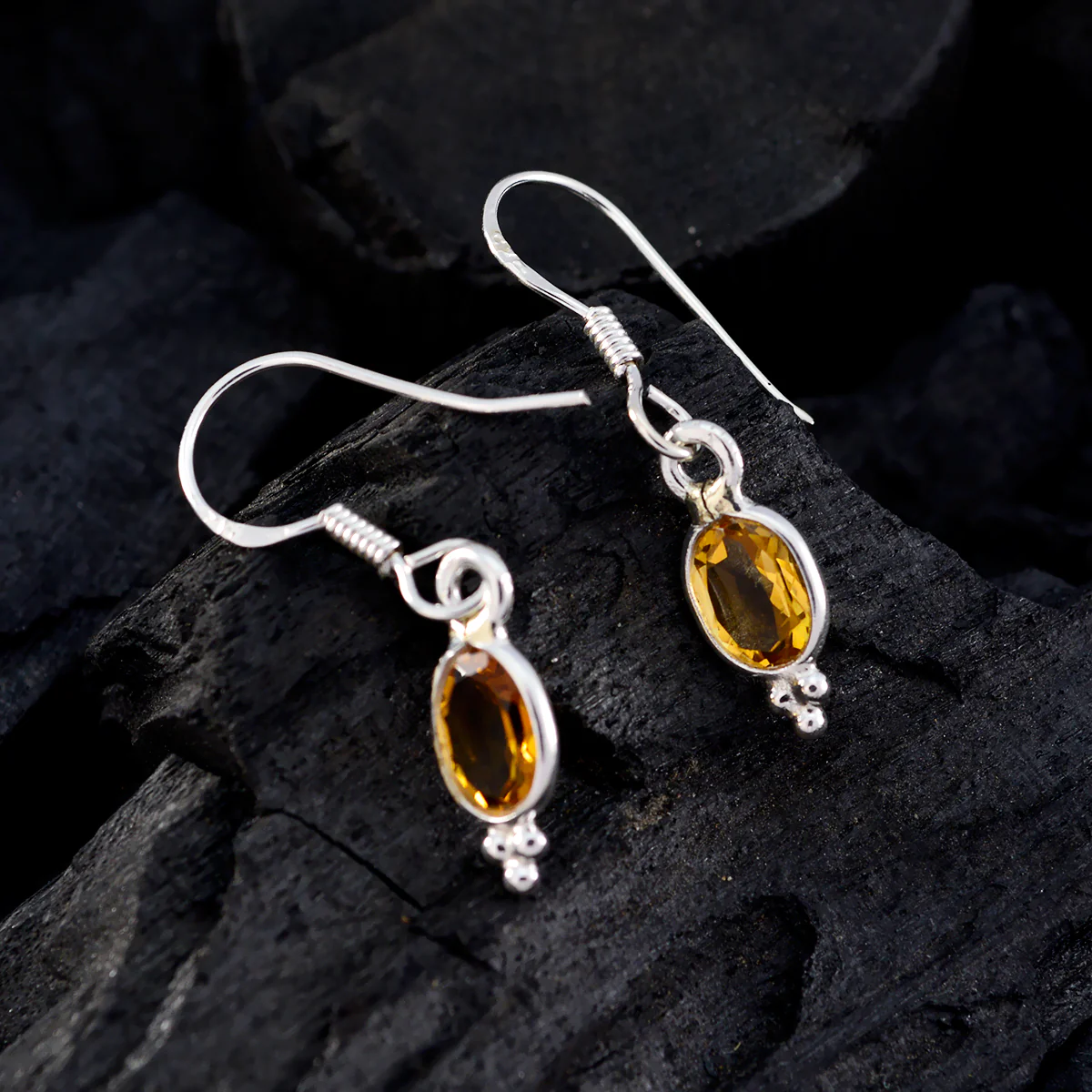 Citrine African Aaliyah multiple Dangle Yellow 92.5 Silver Earring - Image 2
